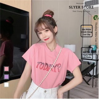 Áo thun nữ Croptop form rộng in chữ TODAY siêu đẹp, vải cotton dày dặn, thấm hút mồ hôi siêu thoáng mát