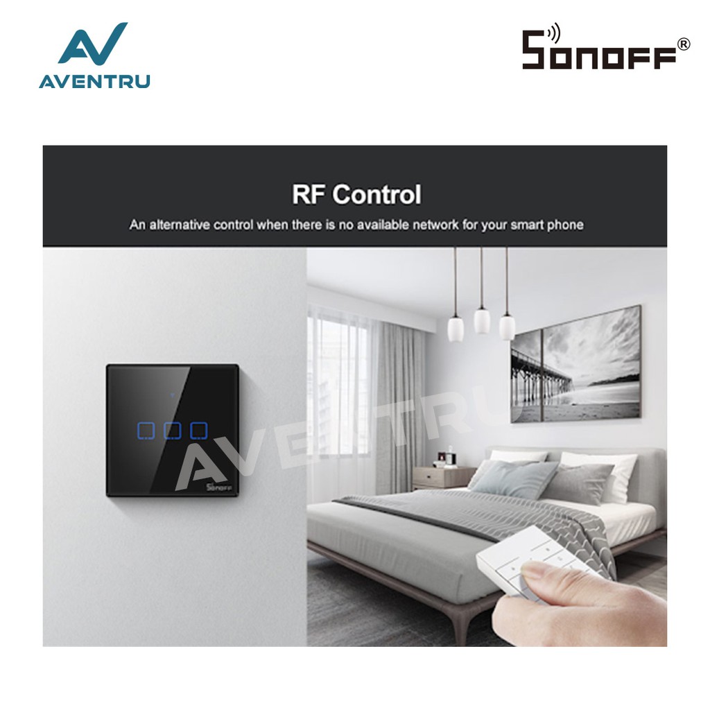 Công Tắc Cảm Ứng Thông Minh Sonoff Touch Tx T3 Eu 2gang Wifi & Rf 433mhz