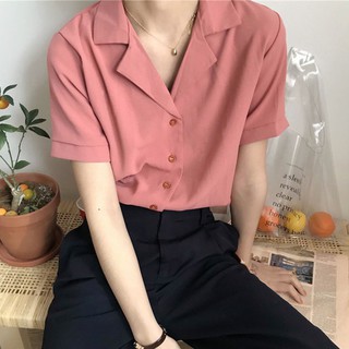Áo sơ mi trơn cộc tay cổ Vets (Order)
