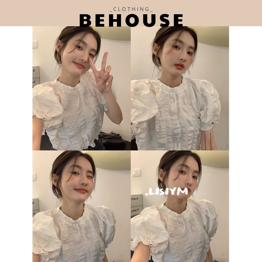 Áo nữ tiểu thư xốp nhăn tay chun bồng phong cách vintage