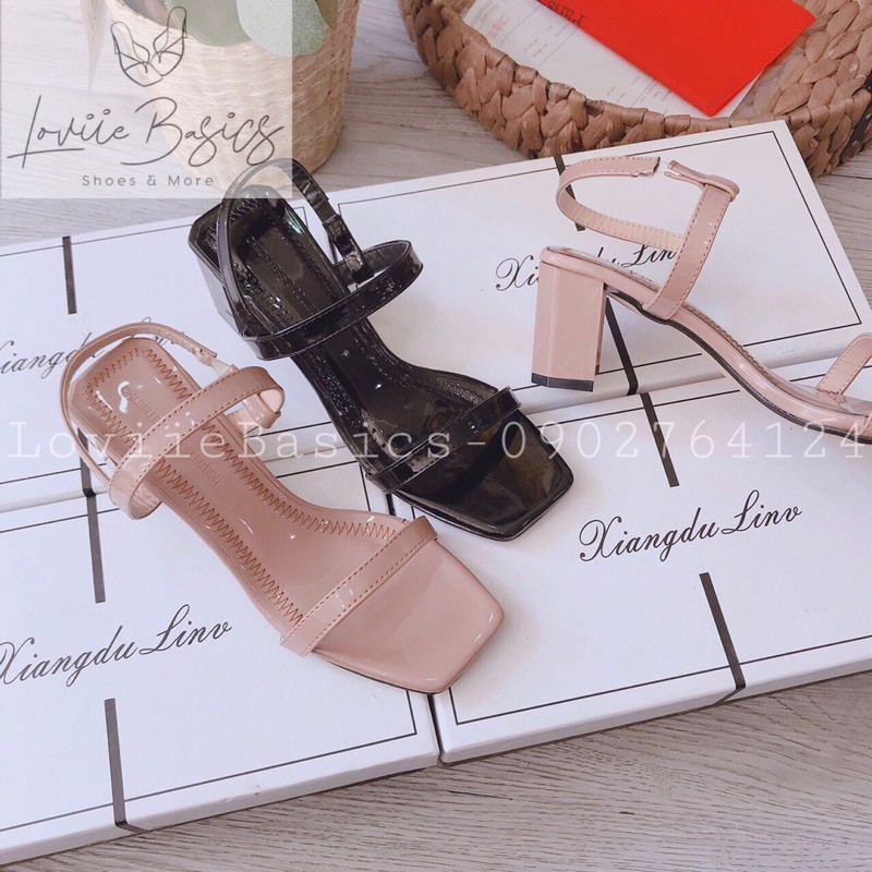 SANDAL CAO GÓT LOVIIE BASICS - GIÀY SANDAL NỮ DÂY MẢNH - GIÀY CAO GÓT ĐẾ VUÔNG - SANDAL QUAI NGANG GÓT VUÔNG 5CM G200322