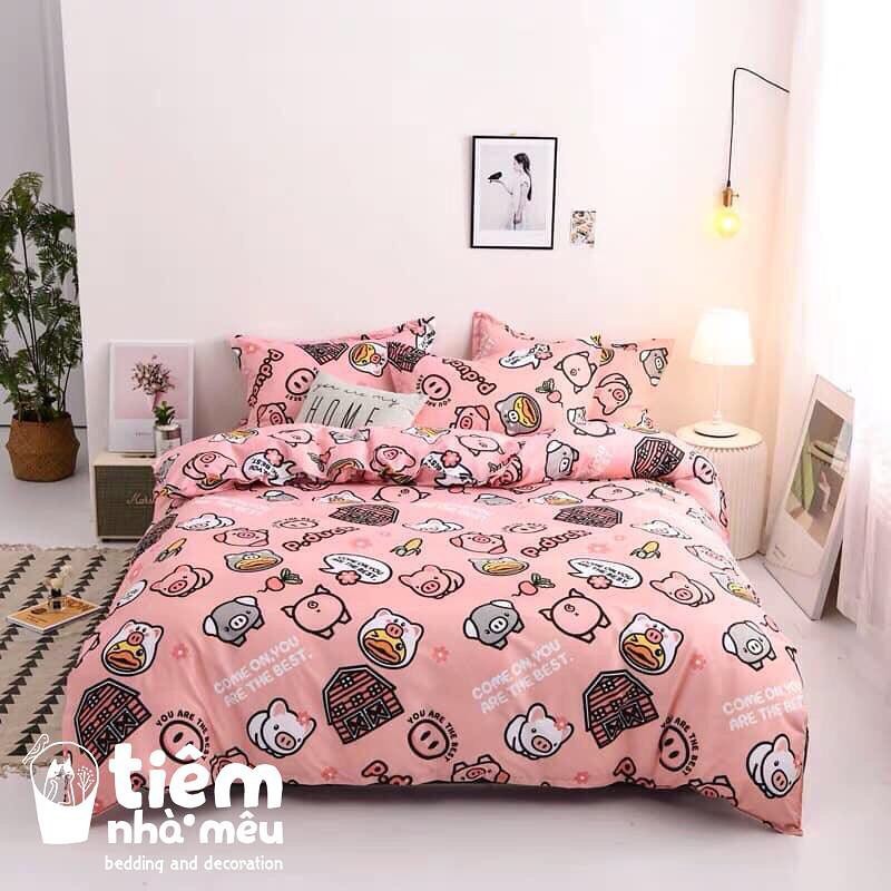 Set Chăn Ga Gối 4 Món Cotton Hoạ Tiết Hoạt Hình Nhập Khẩu Sale Kịch Sàn