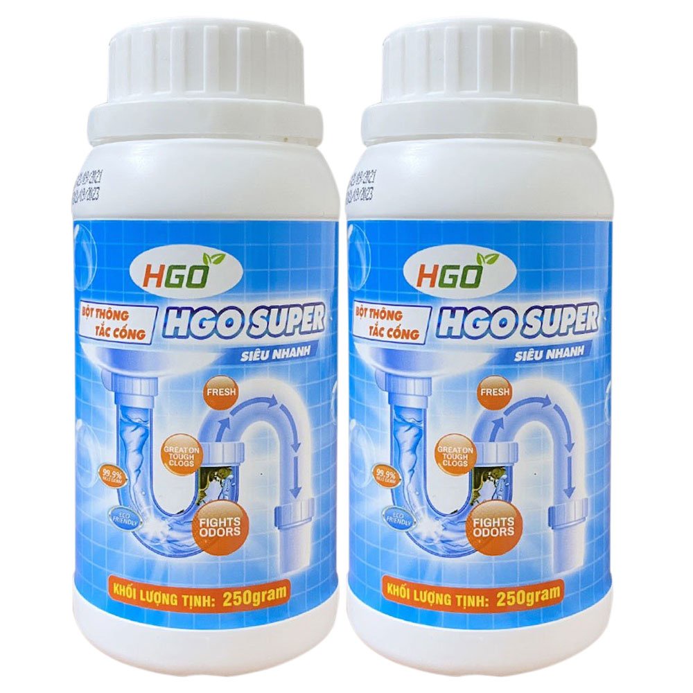 Combo 2 chai bột thông cống HGO Super thông tắc mạnh mẽ, hiệu quả, an toàn với đường ống