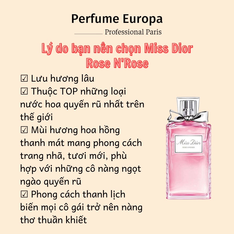 Nước hoa nữ Dior Miss Rose N'Roses EDT 100ml, dầu thơm cao cấp hương gợi cảm, nhẹ nhàng lưu hương lâu