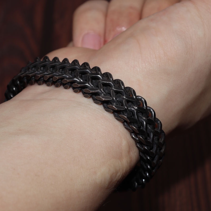 Vòng Tay Dây Xích Đôi Bằng Thép Không Gỉ Màu Bạc Phong Cách Rock Thời Trang Cho Nam