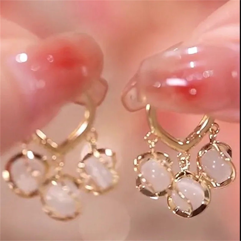 Khuyên Tai Đính Đá Opal Phong Cách Mới 2022