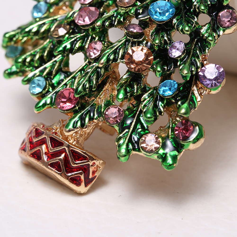 Trâm Cài Áo Hình Cây Thông Giáng Sinh Có Đính Đá Cho Nữ