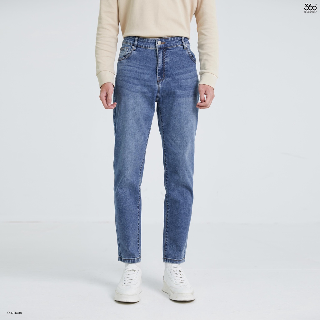 Quần jean nam thương hiệu 360 Boutique dáng tapered màu xanh denim - QJDTK310