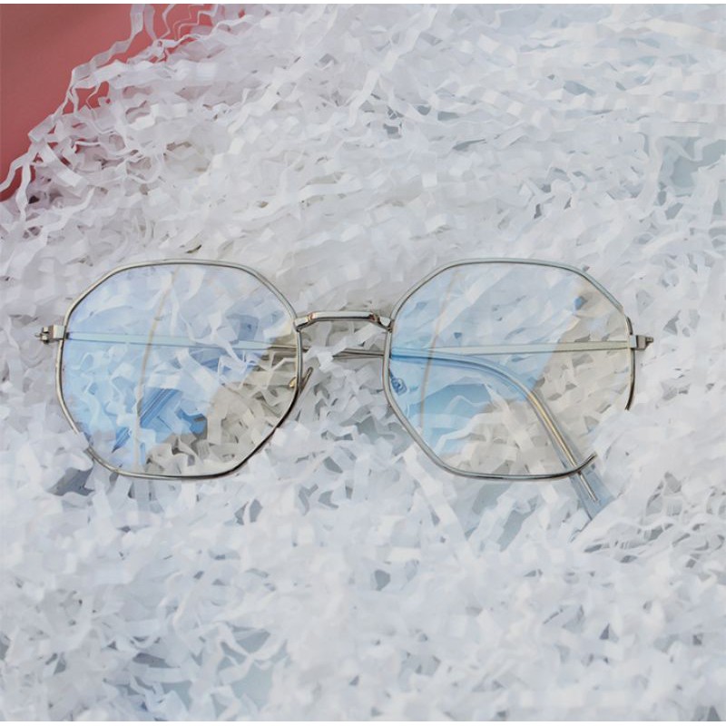 Gọng Kính Kim Loại Teen Kính Lục Giác dùng làm kính thời trang giả cận hoặc kính cận