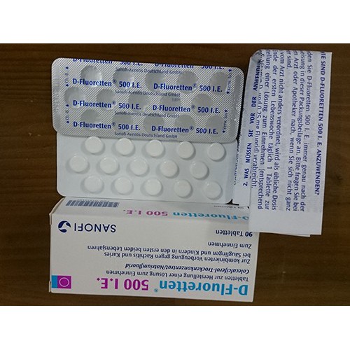 Viên uống bổ sung Vitamin D Fluoretten 500 I.E giành cho trẻ sơ sinh đến đủ 24 tháng tuổi - hàng nội đại Đức