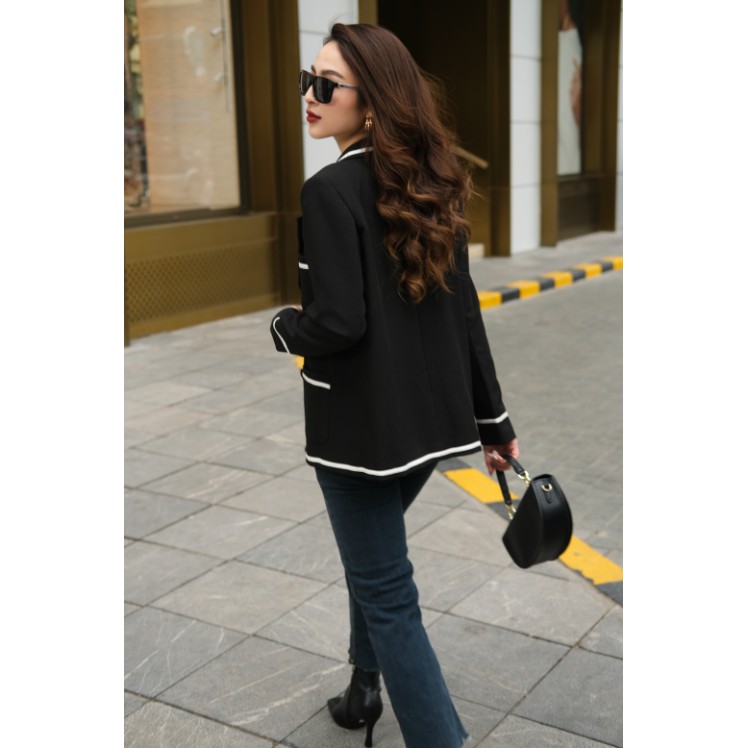 Áo vest blazer nữ Doris Maiimer viền đen trắng | BigBuy360 - bigbuy360.vn