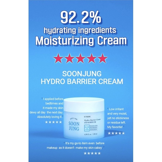 Etude House Soon Jung 50ml Kem Dưỡng Ẩm Dịu Da Hydro Barrier Cream Hàn Quốc