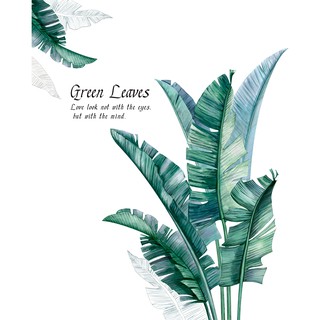 decal dán tường tán lá xanh