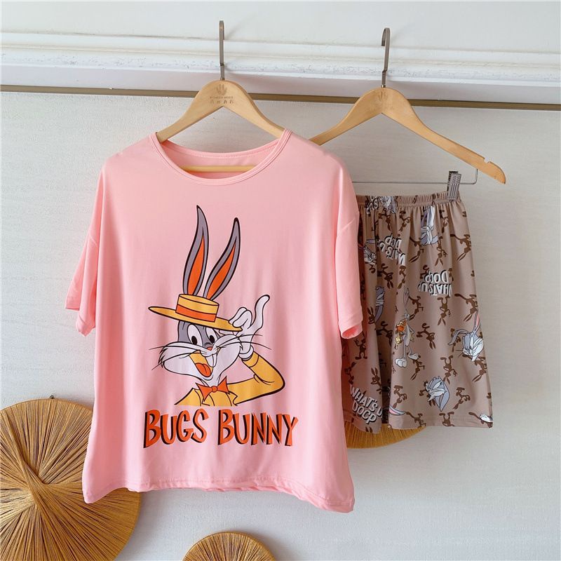 Đồ bộ thun tay ngắn hoạt hình đáng yêu cho bạn gái