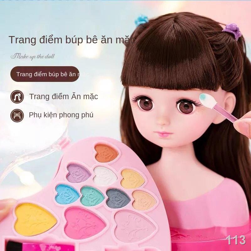 Tập Chải Tóc Bán Thân Barbie Bộ Trang Điểm Búp Bê Cô Gái Công Chúa Đồ Chơi Trẻ Em Món Quà Sinh Nhật 3 ~ 6 Tuổi