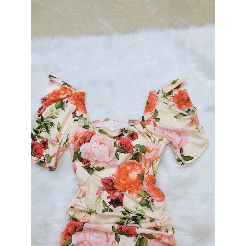 Đầm Body Nhún In Hoa 3D