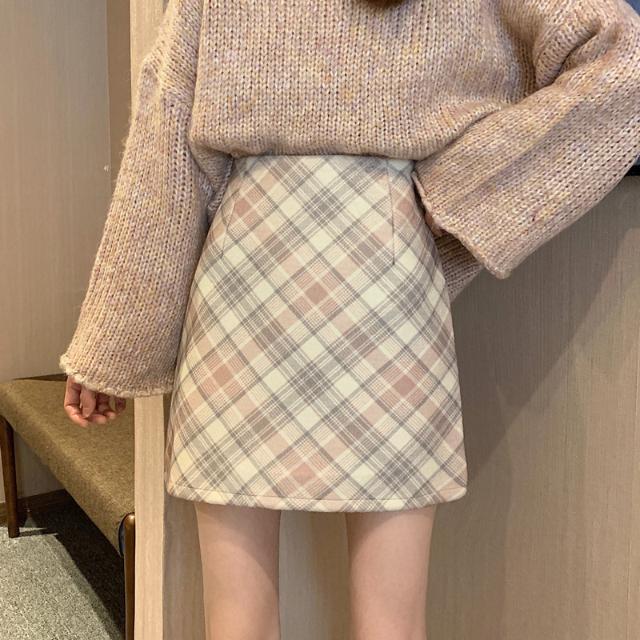 Chân Váy Dạ Women New Korean Retro High Waist Plaid Tweed Skirt | BigBuy360 - bigbuy360.vn
