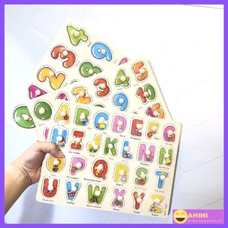 Bảng Núm Gỗ Chữ Cái, Số, Hình Khối, Phép Tính Cho Bé Học Tập Có Kèm Tiếng Anh AhihiKids