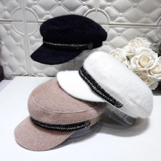 Mũ newsboy dạ thừng đen