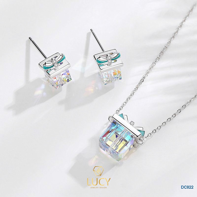 DC822 Dây chuyền hộp quà bạc ý 925, xi vàng trắng - LUCY JEWELRY