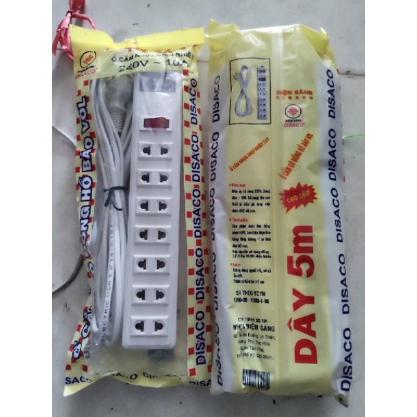 ổ cắm điện 7 lỗ đồng hồ đo vol dây dài 5m có công tắc