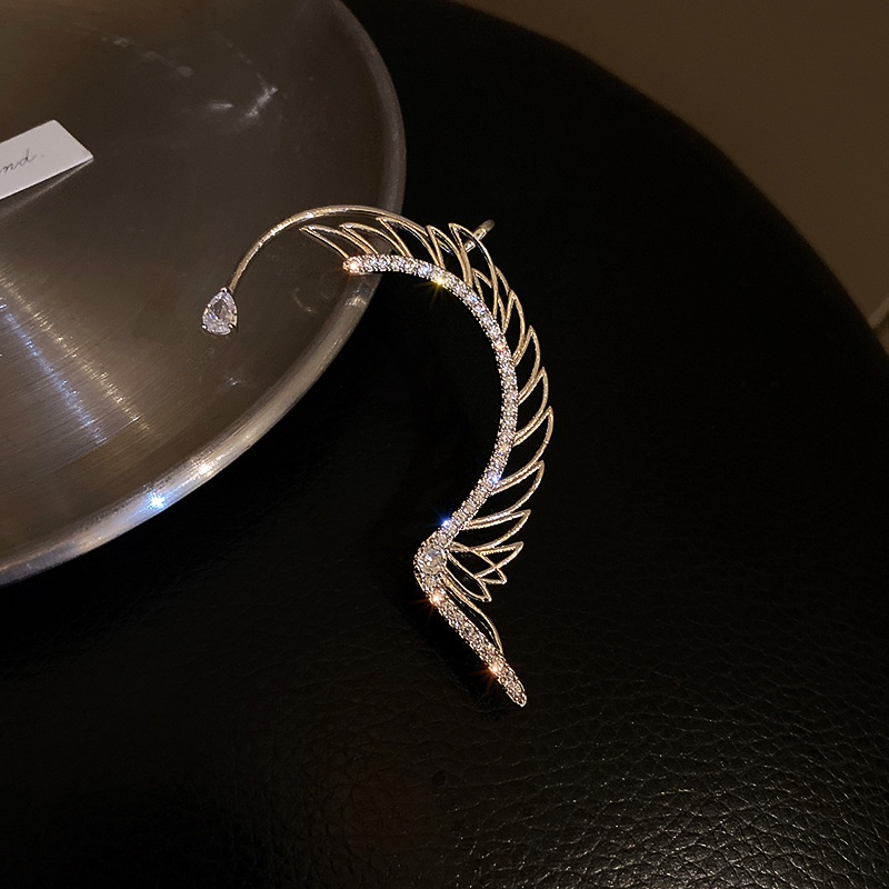 Bông tai mạ bạc 925 hình đôi cánh đính đá thời trang sang trọng