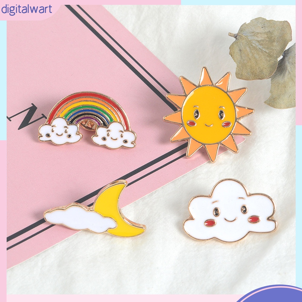 Huy hiệu cài áo họa tiết mặt trăng và mặt trời hoạt hình đáng yêu