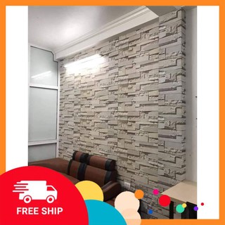 ⚡️𝗙𝗥𝗘𝗘𝗦𝗛𝗜𝗣⚡️ Giấy dán tường giả gạch 3D dài 10m, rộng 45cm có sẵn keo