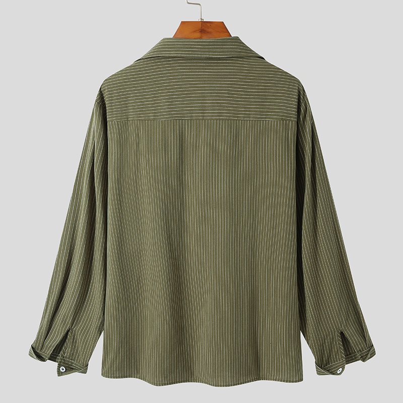 Áo sơ mi tay dài cổ bẻ họa tiết kẻ sọc thời trang cho nam