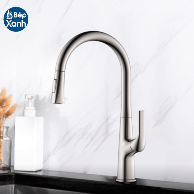 [FREESHIP HCM] Vòi Rửa Chén Nóng Lạnh Ecalite EF-K569C - Màu Bạc - Loại Vòi Dây Rút