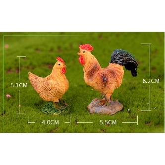 ❤❤Cặp Gà Trống Mái Hoa Mơ Xinh Xắn❤❤ Phụ Kiện Trang Trí Tiểu Cảnh Sen Đá, Terrarium, Decord Mô Hình