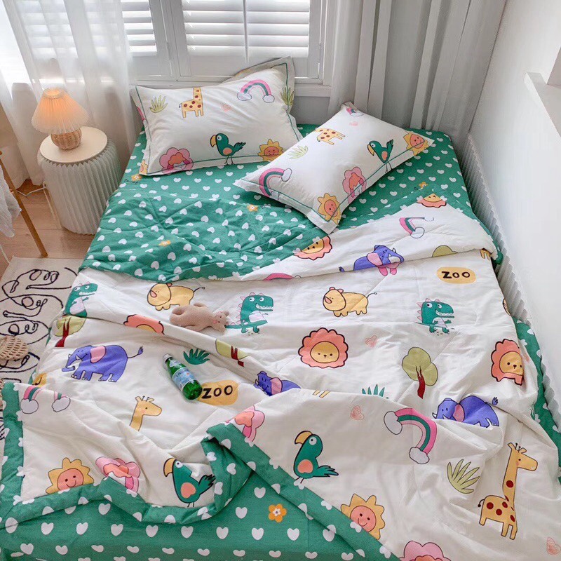 Bộ Chăn Ga Gối Cotton Living Chăn Chần - 100% Cotton Mẫu Hoạt Hình Cực Đáng Yêu Cho Các Bé