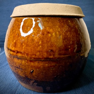 Bộ khạp (vại) gốm và nắp da lươn sần thủ công dùng đựng gạo,đồ khô,trang trí,trồng cây,trên bàn ăn,phòng khách R15*C13