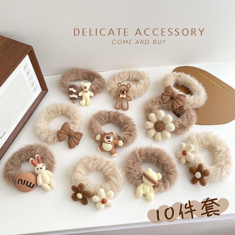 SET 5 BUỘC TÓC LÔNG GẮN STICK SIÊU DỄ THƯƠNG