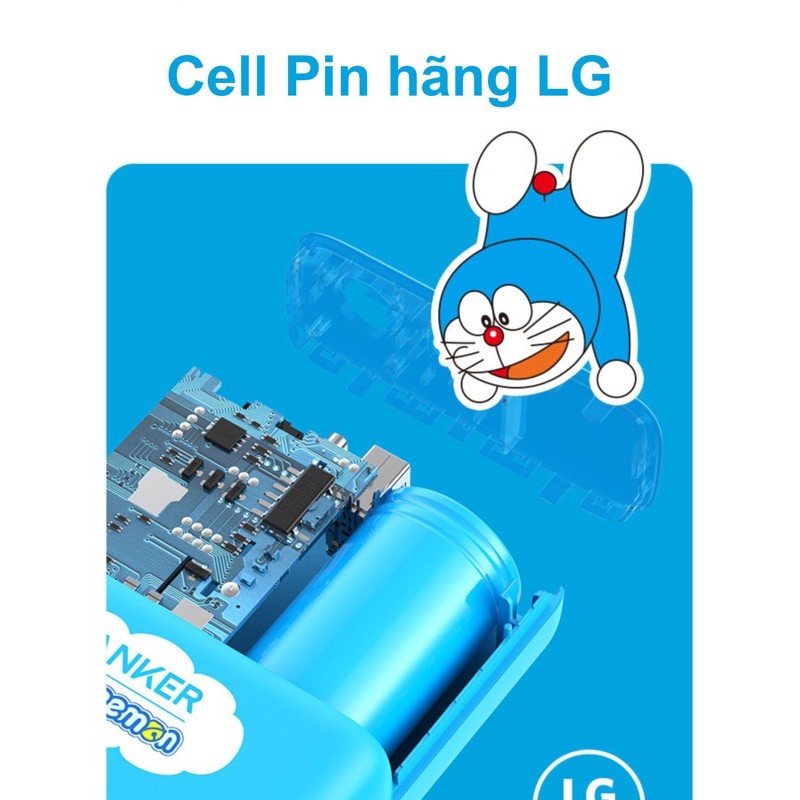 Sạc kiêm Pin dự phòng ANKER PowerCore Fusion 5000mAh sạc nhanh PD 18W Iphone - Mã A1624 Doraemon Doremon