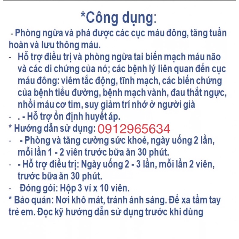 Viên uống bổ não Natto best Q10 hỗ trợ thiểu năng tuần hoàn não, rối loạn tiền đình giảm hình thành cục máu đông 30 viên