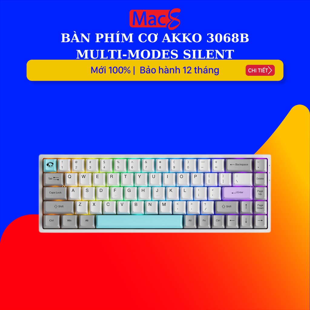 Bàn phím cơ AKKO 3068B Multi-modes Silent (Bluetooth 5.0 / Wireless 2.4Ghz / Hotswap / Foam tiêu âm / AKKO CS Jelly sw)