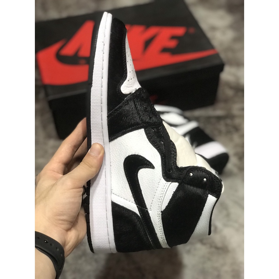 [KELLY SNEAKERS] Giày Thể Thao Sneaker Jordan 1 High Panda Lông Đen Trắng Cao Cổ (Ảnh Thật + Hàng Sẵn)