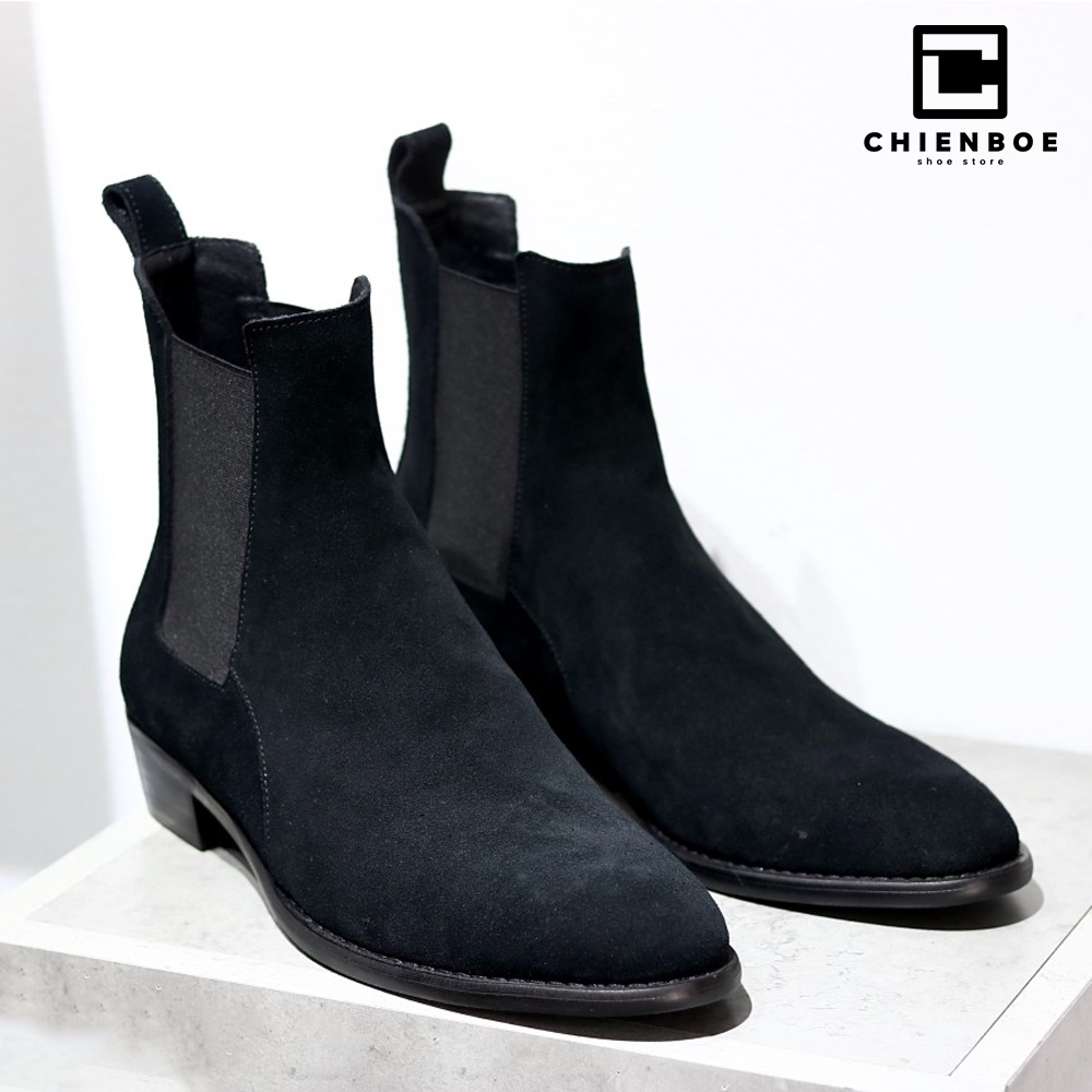 [Bốt nam] Chelsea boot cao cổ Giày da lộn nam cao cấp màu đen. | WebRaoVat - webraovat.net.vn