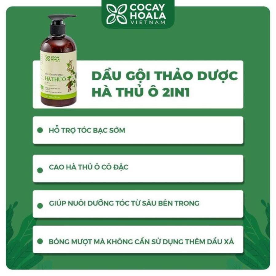 [ Chai mới siêu rẻ] Dầu gội thảo dược Hà thủ ô Cân Bằng Sắc Tố Melanin Cocayhoala 300g