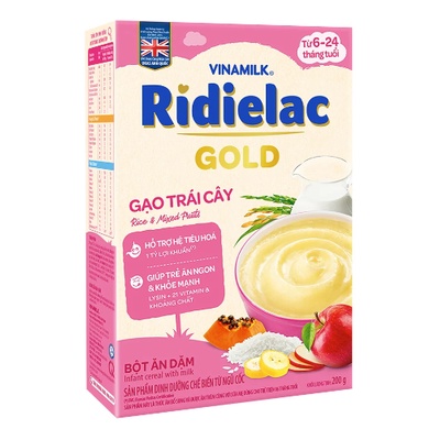 Bột Ăn Dặm RiDielac Gold Gạo Trái Cây - Hộp Giấy 200g