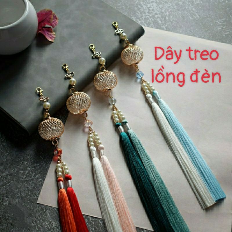 Dây cột tóc cổ trang chất liệu tơ lụa in hoa kèm dây tô hoa văn Vân Hạc dành cho nam