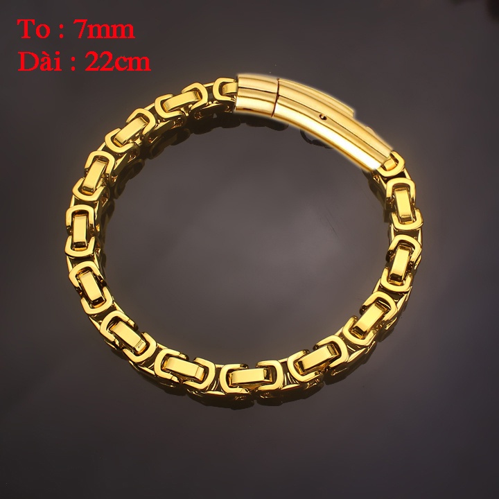 Lắc tay inox cao cấp kiểu ziczac 7mm khóa gài màu vàng sang trọng đem đến phong độ cho người đeo