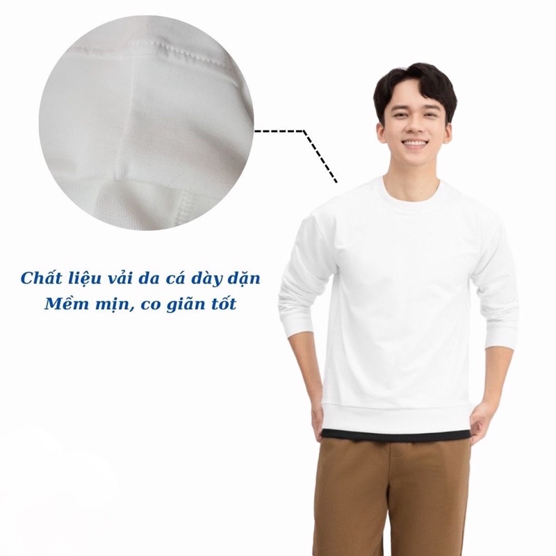 Áo dài tay nam - Áo Layer Sweater chất liệu nỉ da cá from dáng trẻ trung