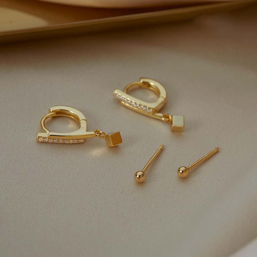 Bông Tai Dạng Vòng Đính Hạt Đơn Giản Thời Trang Hàn Quốc Cho Nữ