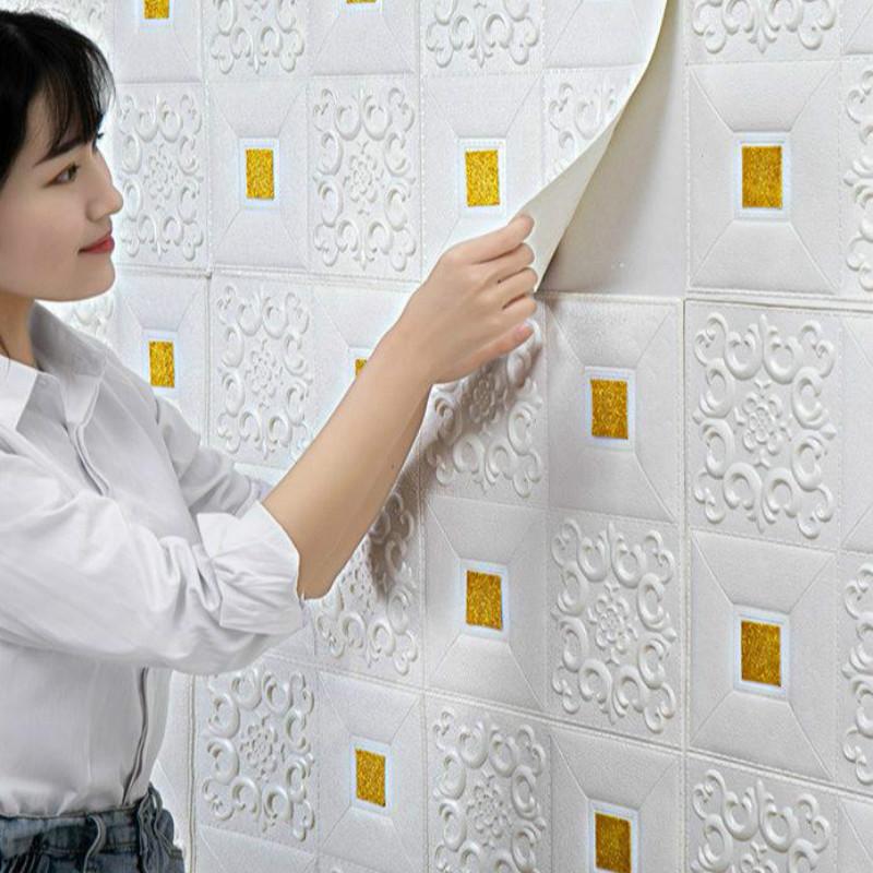 Nhãn dán tường trần nhà trang trí chống nước in hinh2 nổi 3D