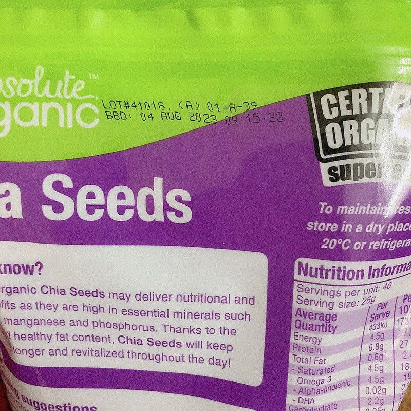 Hạt chia Úc Absolute Organic Chia Seeds túi tím