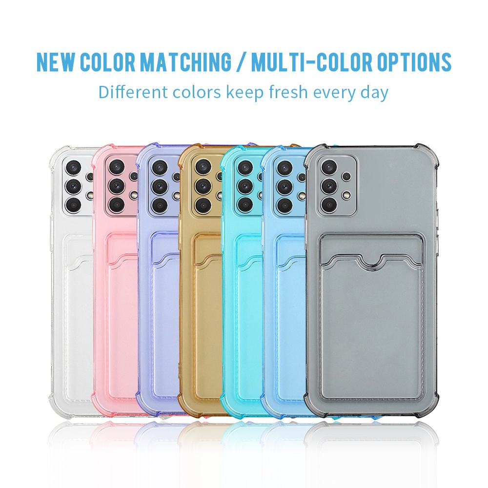 Ốp Điện Thoại TPU Trong Suốt Kèm Ngăn Đựng Thẻ Cho Samsung Galaxy A52S M12 A32 A52 A72 4G 5G A02 A12 M12 Note 20 Ultra s21 Plus