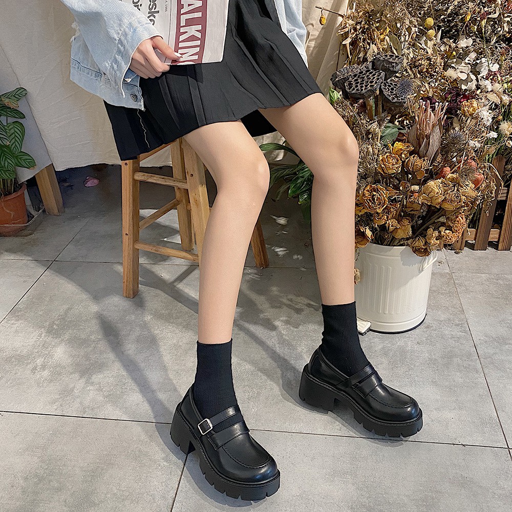 Giày Da Đế Dày Mũi Tròn Phong Cách Retro Nhật Bản | BigBuy360 - bigbuy360.vn