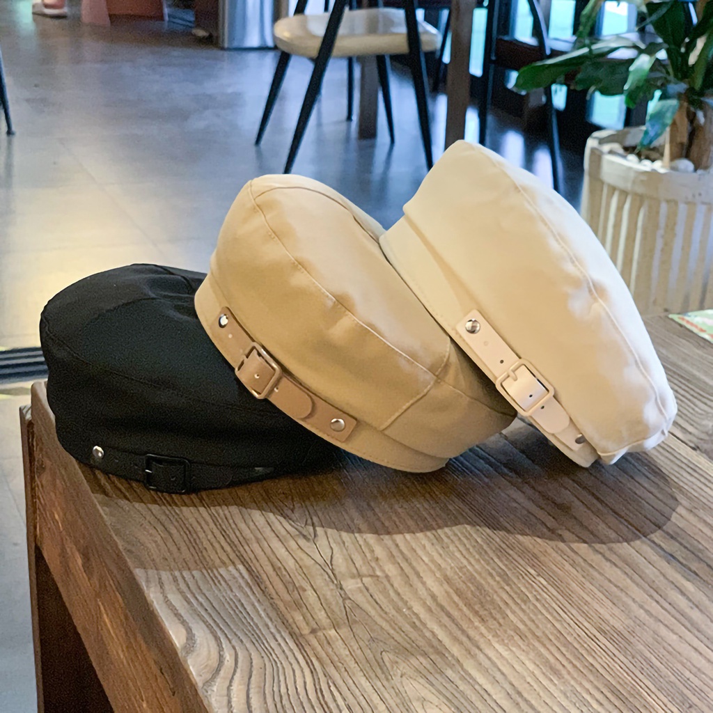 Nhật Bản đơn giản màu mũ beret nữ mùa thu giảm tuổi đại học gió tin tức cậu bé Mũ họa sĩ Hàn Quốc Mũ beret